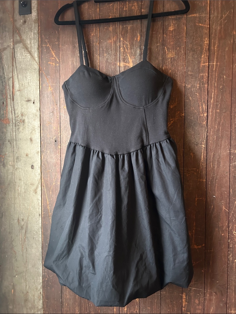 Women's Black Sweetheart Mini Dress bubble skirt with Spaghetti Straps